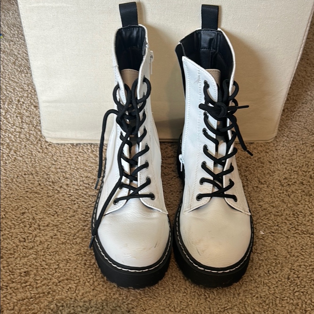 Sincerely Jules White and Black Combat Boots